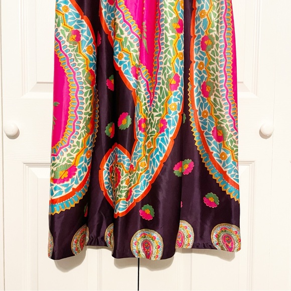 Vintage Paisley Print Boho Maxi Skirt Size Large 70s Psychedelic Colorful - Picture 3 of 12